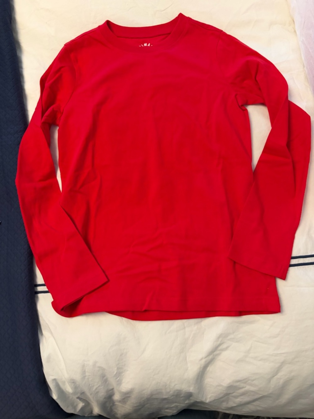 Primary Kids Unisex Size 10 Red Crewneck Long Sleeve Tee